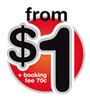 from $1 plus 70c booking fee